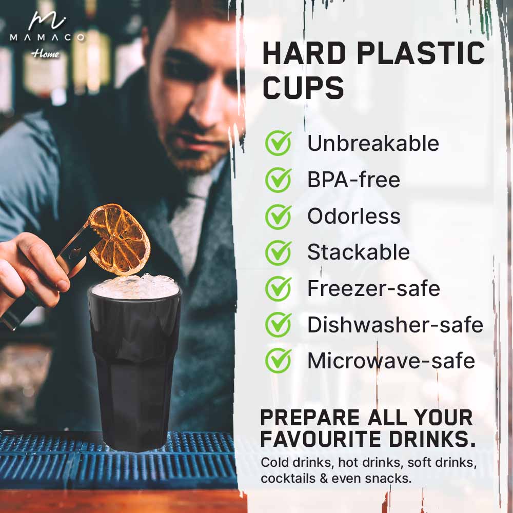 Discover Mamaco Homes Unbreakable Drinking Glasses—durable, BPA-free, odorless, and safe for freezers, dishwashers, and microwaves. These reusable 11 oz glasses are perfect for any beverage or snack scenario!.