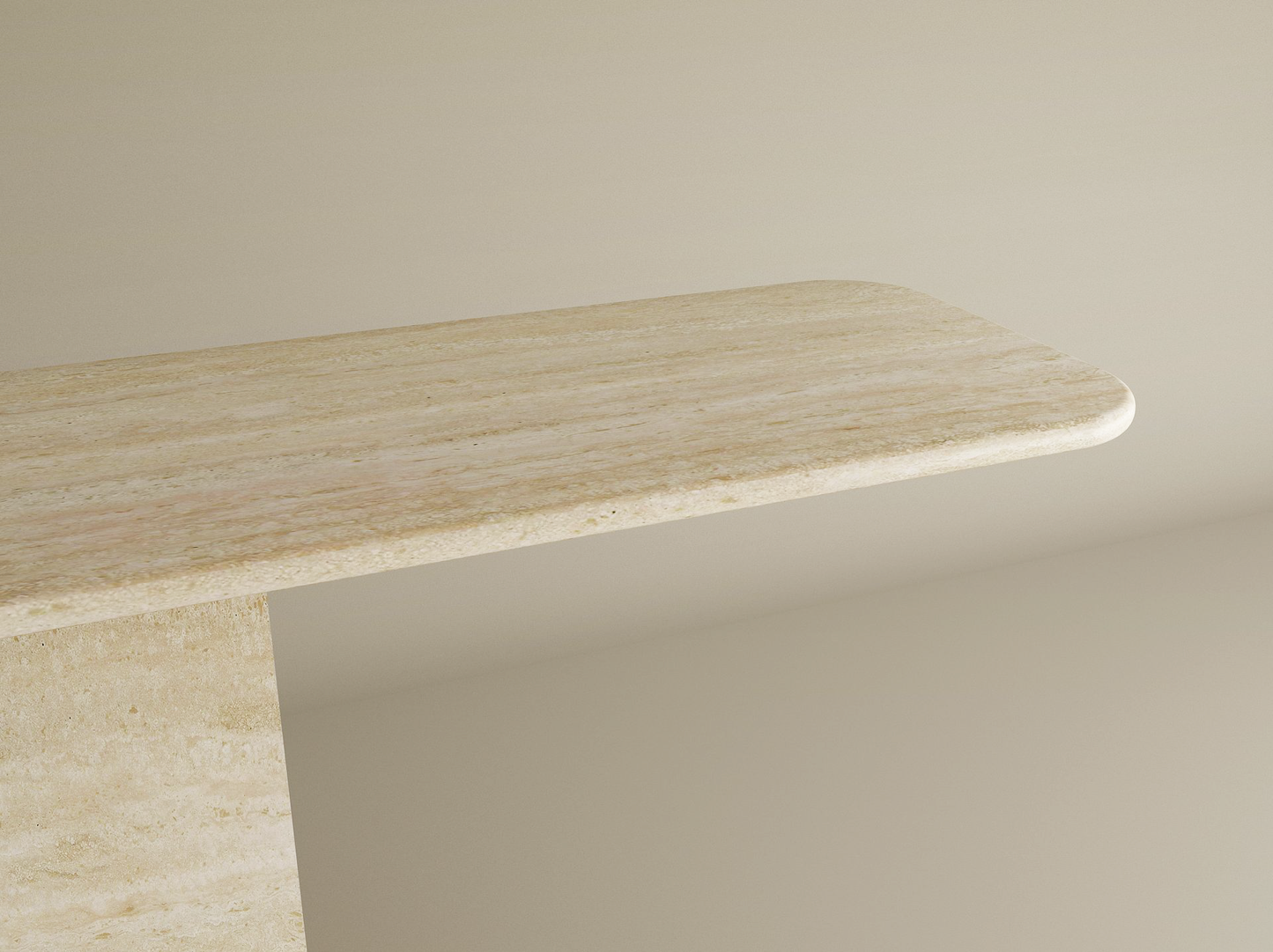 Rectangular Travertine Console Table with Block Base – Natural Stone Base – Customizable Console Table