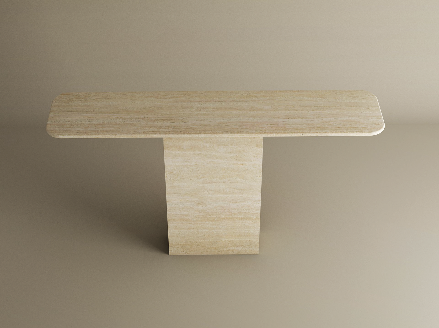 Rectangular Travertine Console Table with Block Base – Natural Stone Base – Customizable Console Table