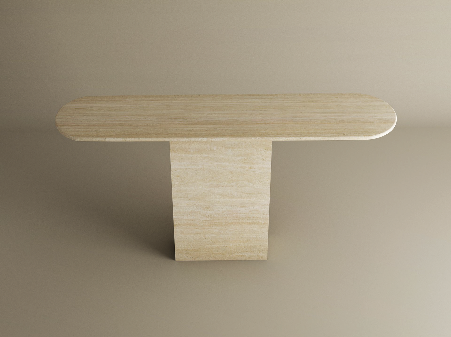 Ovale Travertine Console Table with Block Base – Natural Stone Base – Customizable Console Table