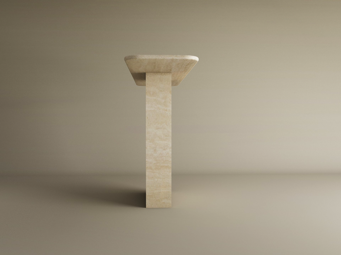 Rectangular Travertine Console Table with Block Base – Natural Stone Base – Customizable Console Table