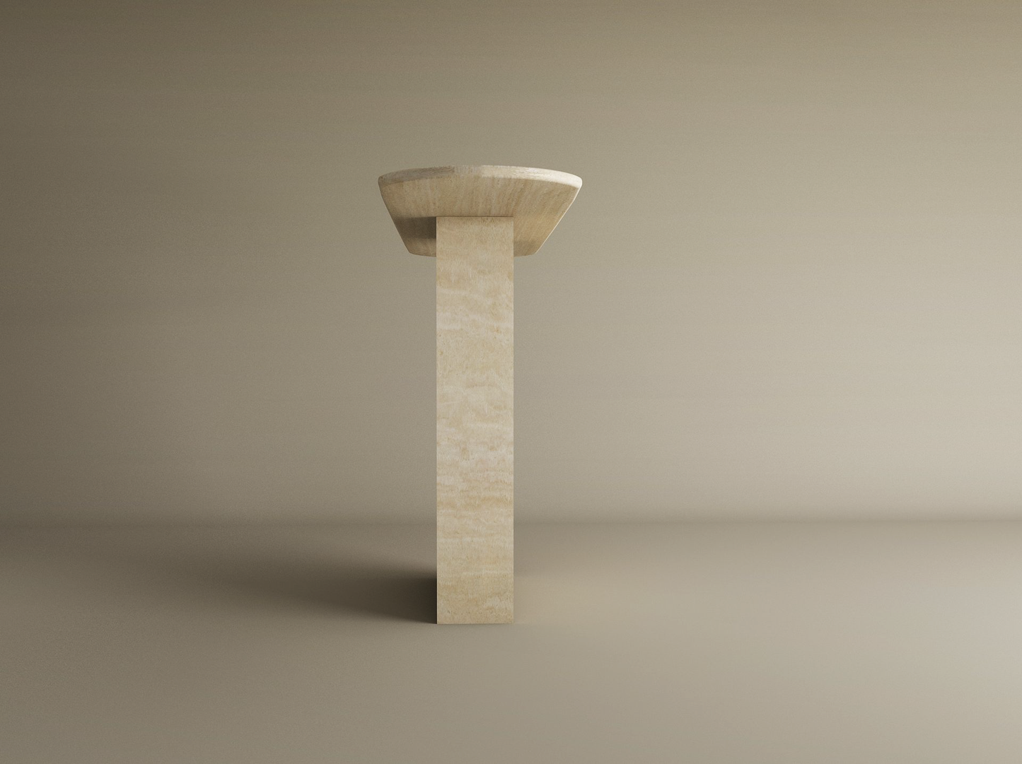 Ovale Travertine Console Table with Block Base – Natural Stone Base – Customizable Console Table