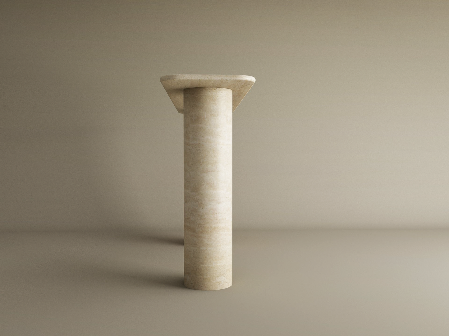 Rectangular Travertine Console Table with Smooth Cylinder Base – Pure Travertine Stone Base – Customizable Console Table