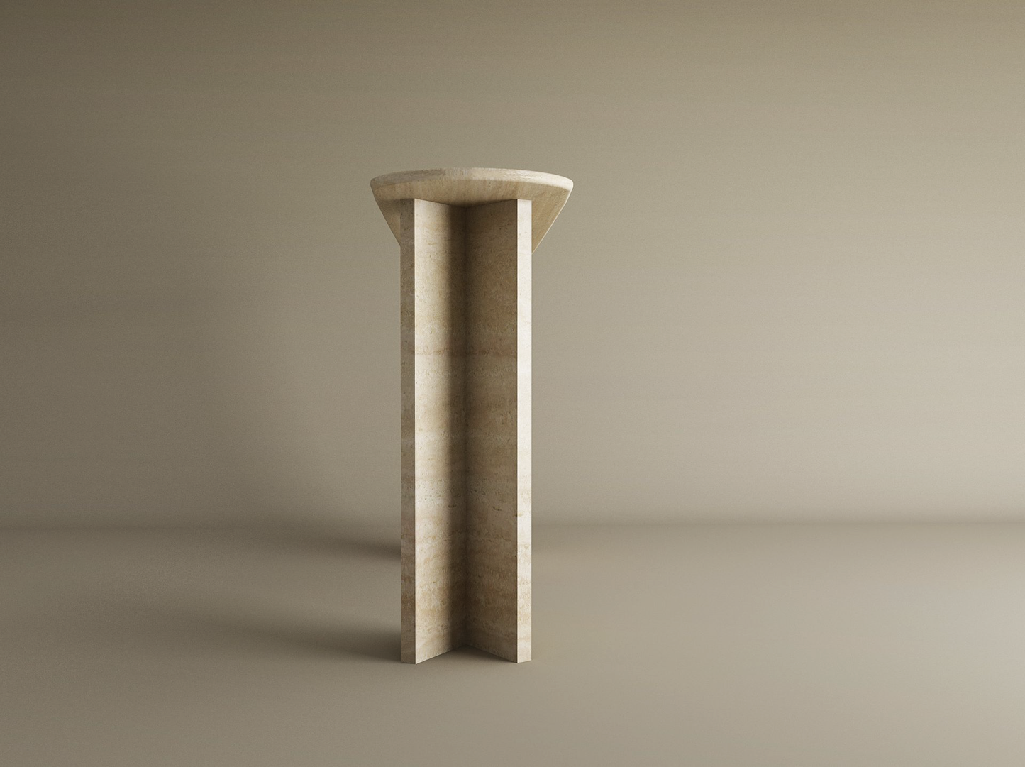 Ovale Travertine Console Table with Split-V Pedestal Base – Travertine Stone Base – Customizable Console Table
