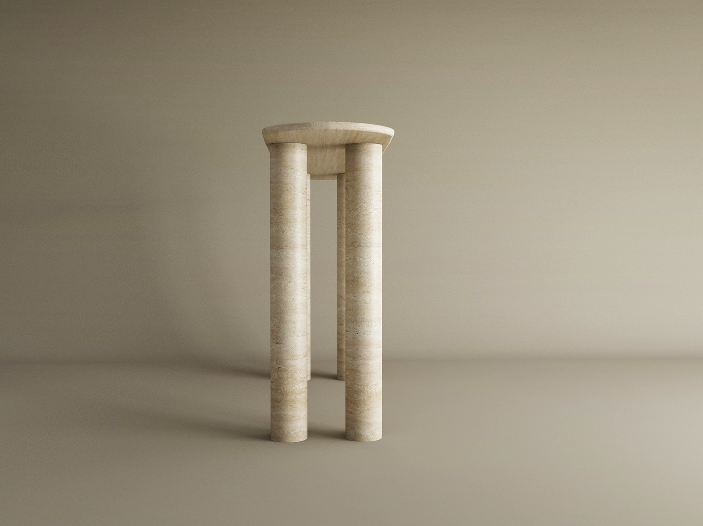 Ovale Travertine Console Table with Cylindrical Base – Pure Travertine Stone Base – Customizable Console Table
