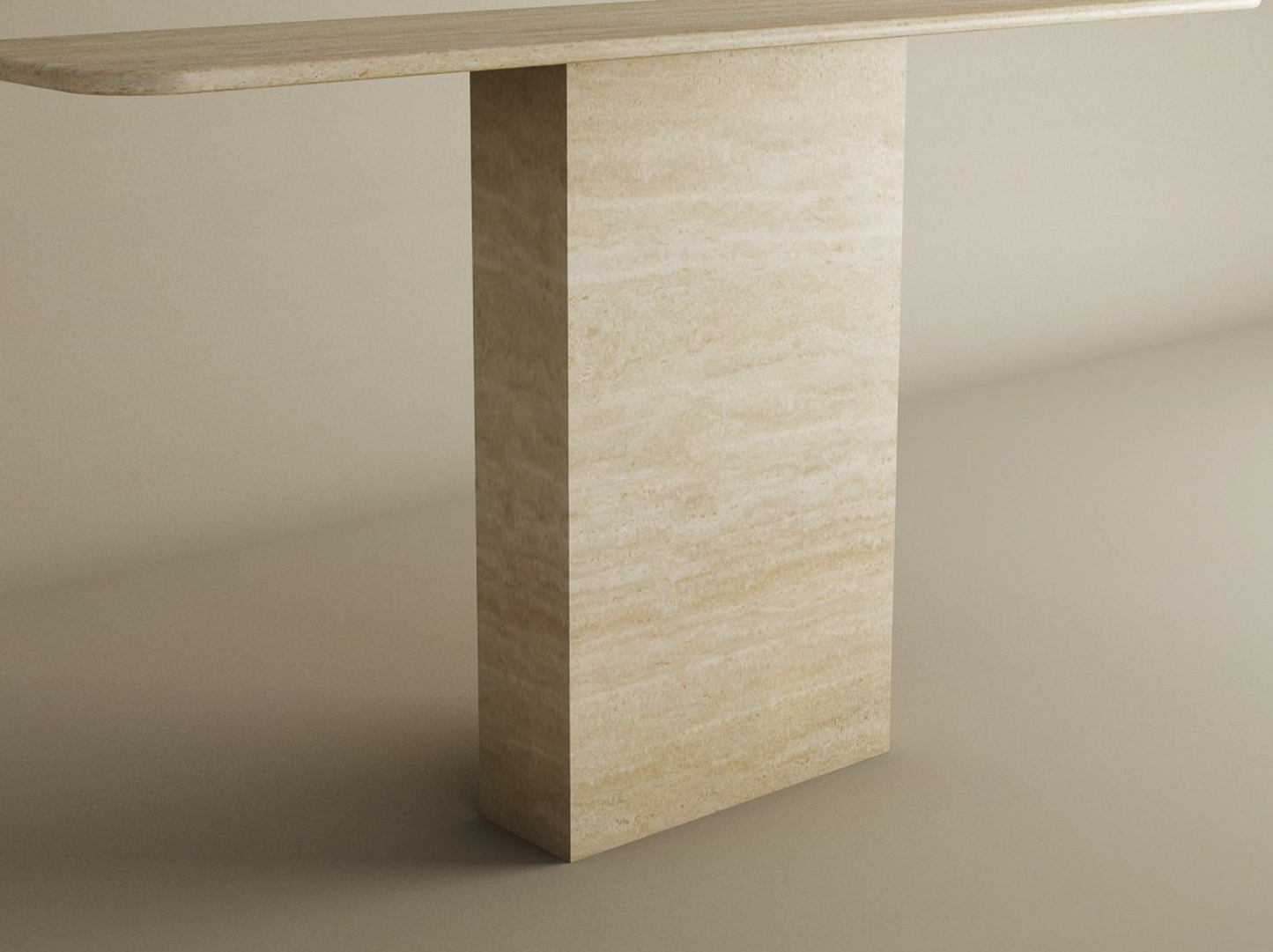 Rectangular Travertine Console Table with Block Base – Natural Stone Base – Customizable Console Table
