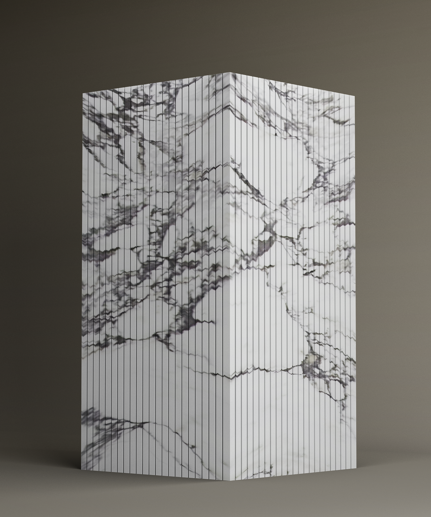 Calacatta Square Fluted Marble Pedestal Vanity Sink