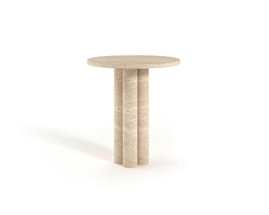 Travertable's Luxurious Travertine End Table with Sturdy Base-3 legs