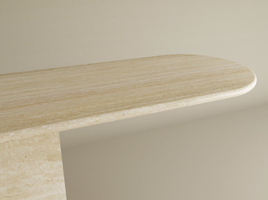 Ovale Travertine Console Table with Block Base – Natural Stone Base – Customizable Console Table