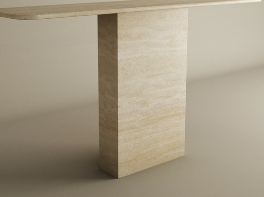 Rectangular Travertine Console Table with Block Base – Natural Stone Base – Customizable Console Table