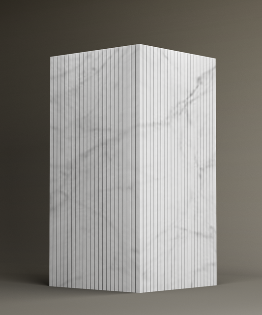 Carrara Square Fluted Marble Pedestal Vanity Sink